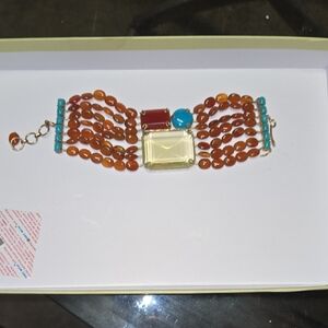 Source Unknown Red and Blue Bracelet with Symmetrical Design